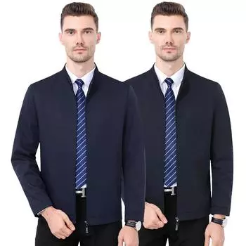 Mulberry silk jacket men s stand-up collar business casual top autumn new solid color middle-aged and elderly non-iron coat jacket 170