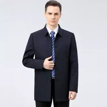 Mulberry silk windbreaker for middle-aged men in spring and autumn, middle-aged and elderly father s wear business administrative cadre thin coat 170