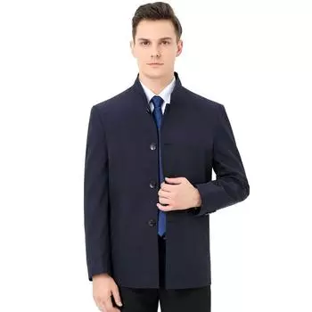 Mulberry silk windbreaker men s mid-length autumn business casual middle-aged men s jacket coat dad s coat 170