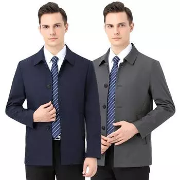 Mulberry silk windbreaker men s spring and autumn thin dad wear middle-aged business casual jacket men s jacket 170