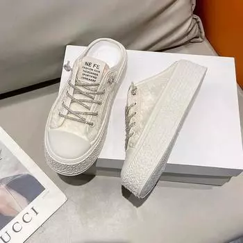 Mules Summer White Sandals Platform Shoes for Women 2024 Thick with Strap Junior Slides Woman Slippers Vip H Sandal Easy Wears I 35