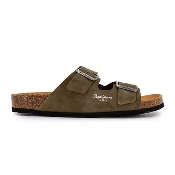 Мюли из замши с двумя ремешками и серебристыми пряжками Мужской PEPE JEANS 41 коричневый