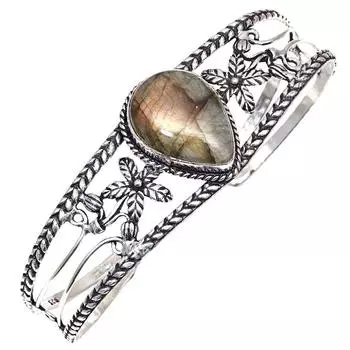Multi Fire Labradorite Gemstone Silver Jewelry Cuff Bracelets 7 Adjustable
