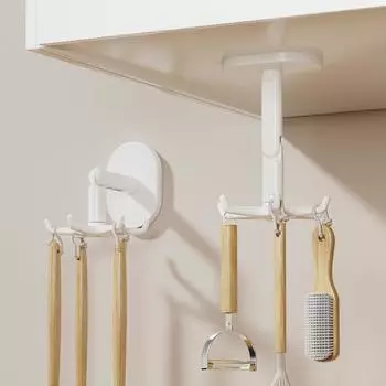 Multi Functional 1pcs Hook Rotating 7-Claw Hook Kitchen Storage 360 Degree Bathroom Hook Household Hook No Punching Adhesive Hoo чёрный