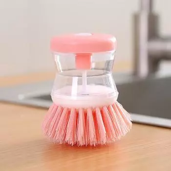 Multi-Functional Kitchen Cleaning Brush With Soap Dispenser Handheld, Ideal For Pots, Sinks & Stoves, Essential Household Cleaning Tool AVE розовый