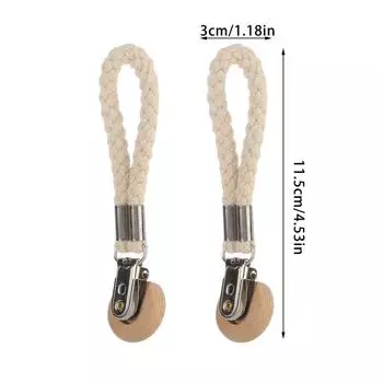 Multi functional non perforated kitchen towel clip woven rope beech wood round head storage bathroom clip 6pcs