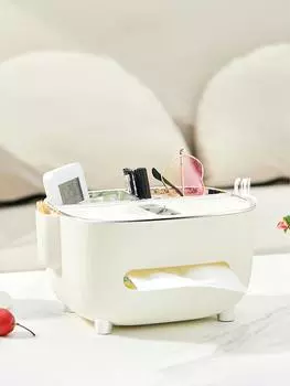 Multi Functional Tissue Storage Box Napkin Holder Living Room Office Desktop Sundries Organizer Paper Tissue Case белый
