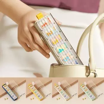 Multi Grids Medicine Box Small Pills Storage Box Multi-purpose 7 Days Pill Box for Home жёлтый