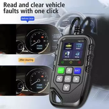 Multi-language OBD2 Code Reader Work for all cars YM119 Car Auto Diagnostic Tool Clear/Erase Codes OBDII Scanner чёрный