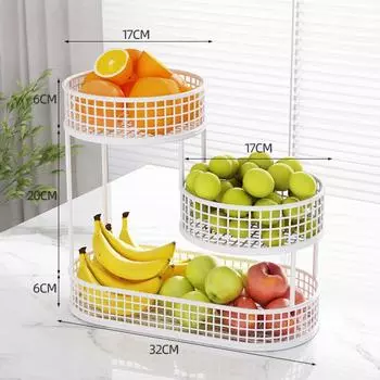 Multi Layer Countertop Fruit Basket Metal Wire Vegetable Rack Stand Fruit Vegetable Shelf Desktop