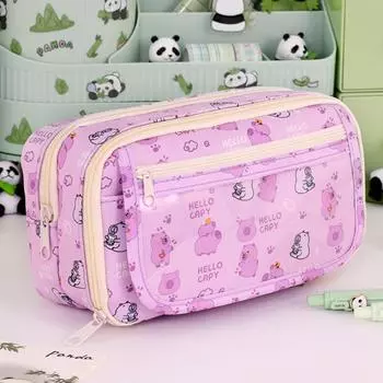 Multi Layer Pen Bag Capybara Stationery Organizer New Stationery Storage Bag School Office 04