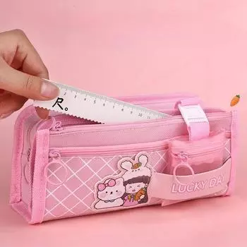 Multi-layer Storage Student Pencil Case Large Capacity Cartoon Stationery Storage Bag Multi-functional Student Pencil Case темно-синий