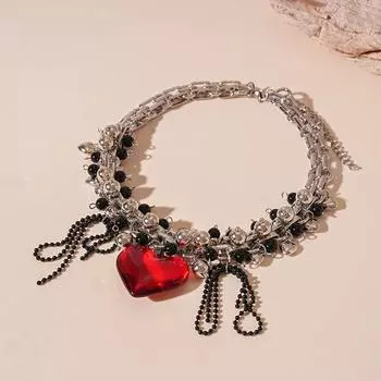 Multi Layered Tassel Necklace Punk Style Hyperbole Vintage Chokers Beach красный