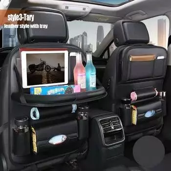 Multi-pocket Car Seat Back Hanging Organizer Bag Universal Auto PU Leather Storage Holder Bag Foldable Shelf