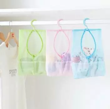 Multi-Purpose Hanging Bag Clothespin Net Shampoo Storage Kitchen Bathroom Household Mesh Pocket Organizer Home Accessories 1 Pcs зелёный