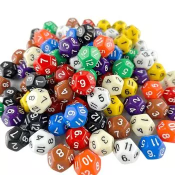 Многосторонние игральные кости 17,7 мм TRPG DND Цифровые игровые кости Набор 12-сторонних 10 предметов для настольных игр фиолетовый