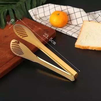 Multi-Style Gold Food Tongs Clips Bread Steak Clip Stainless Steel Nonstick Drain Oil Clamp Home Kitchen Accessories Utensils