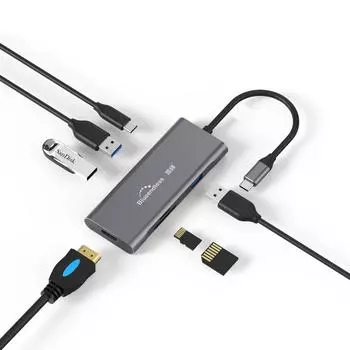 Multi Usb 3.0 Port 4k Vga Адаптер к сплиттеру 3-портовый USB-концентратор Usb-c Pd Charing Type C Для Macbook USB-концентратор Док-станция для ноутбука HC701