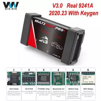 Multidiag Pro V2022.23 Автомобильный грузовик диагностический инструмент V3.0 NEC реле с реальным 9241A TCS Pro сканер OBD2 считыватель кодов сканирующий инструмент