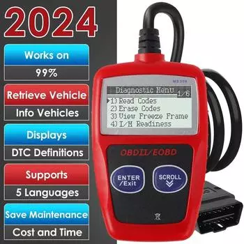 Multifuncional Car Fault Code Reader, preciso Motor Diagnstico Scanner, Ferramenta Scanner,Ler e Apagar, Code View para Peugeot темно-красного