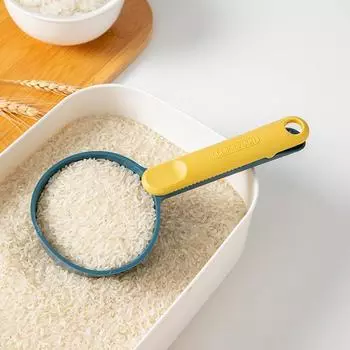 Multifunction Rice Scoop Plastic Handle Sealing Clip Coarse Grains Flour Measuring Spoon Home Pet Food Shovel Kitchen Utensils зелёный