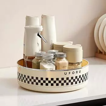 Multifunctional Adjustable Kitchen Rack Large Capacity Condiment Box Storage Plastic Material Tabletop Fruit Platter Household