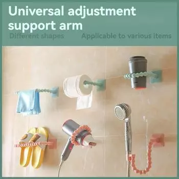 Multifunctional Adjustable Showerhead Holder Bathroom Storage Rack Wall Mounted Hair Dryer Slippers Bathroom Hanging Rack Decor