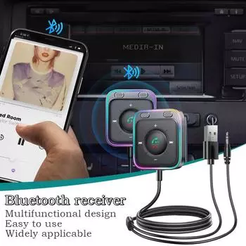 Multifunctional Bluetooth 5.3 Car Adapter Enhanced Aux Bluetooth 3.5mm Wireless Enc Mics Cancellation Adapter Noise Receive E0s0