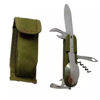 Multifunctional Camping Portable Folding Stainless Steel Tableware Cutlery