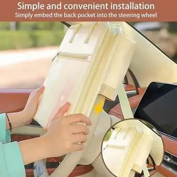 Multifunctional Car Steering Wheel Tray Cute Cartoon Car Seat Rear Bag Folding Car Storage Bag Food Tray Car Seat Back Table