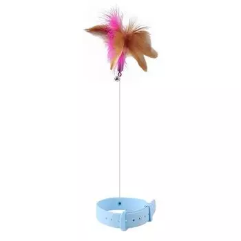 Multifunctional Cat Teaser Toy Cat Self-Hi Collar Feather Cat Teaser Automatic Funny Cat Pet Supplies Cat collar funny cat stick [blue]]