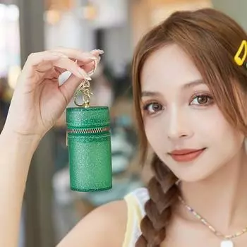 Multifunctional Glitter Lipstick Storage Bag Mini Transparent Lipstick Pouch PVC Coin Purse Girls чёрный