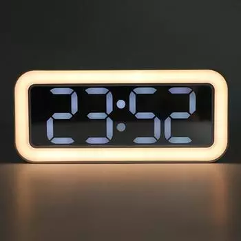Multifunctional LED Digital Alarm Clock Night Light Temperature Electronic Clock Backlight Bedroom Display Bedside Desktop Clock белый