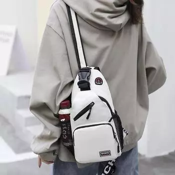 Multifunctional sports waterproof breast bag men and women versatile messenger bag large capacity casual shoulder backpack чёрный