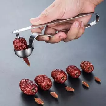 Multifunctional Stainless Steel Jujube Pitting Device Cherry Hand-pressing Core Remover Household Enucleator Kitchen Baking Tool серебряный