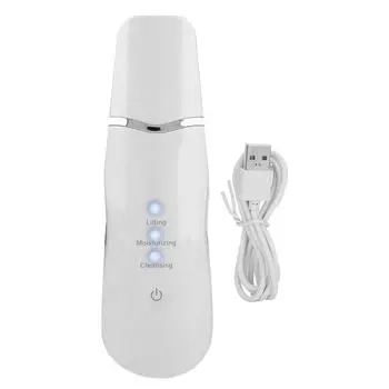 Multifunctional Ultrasonic Face Skin Scrubber Pores Cleaning Facial Peeling Beauty Device (White)