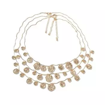 Multilayer Round Pendant Necklace Adjustable Length Neckchain Stylish Clavicle Chain Zinc Alloy Trendy Women Accessory