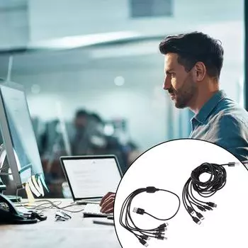 Кабель для зарядки нескольких устройств 6 в 1 USB на 3 Micro USB и 3 разъема типа C, шнур, провод для зарядки, 6 шт., электроника 50CM