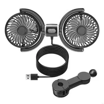Multiple Speed Double Head Car Fan Quiet Electric Fan Portable Car Seat Fan Summer