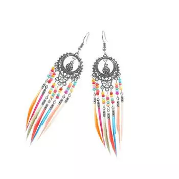 Multipurpose Elegant Styles Feathers Fringe Earrings Comfortable All Day Casual Wear Jewelry Accessories Daily Use серебряный