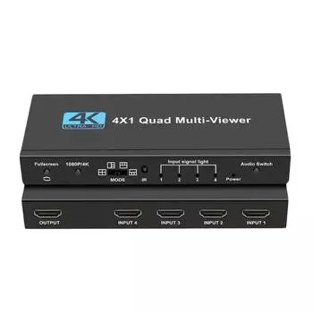 Мультивьюверный коммутатор 4x1 HDMI-совместимый четырехканальный бесшовный коммутатор 4 в 1 выход поддержка 4K 30 Гц для PS4 камера компьютер на телевизор монитор
