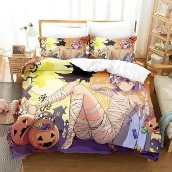 Mummy Girls Anime Bedding Set Duvet Cover Bed Set Quilt Cover Pillowcase Comforter king Queen Size Boys Adult Bedding Set EU Single 135x200cm