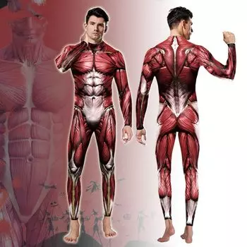 Muscle Suit Косплей Полноразмерные трико Костюм Смешные Muscle Tights Гигантское представление [Maatsu] Мужской (Красный, XL) красный