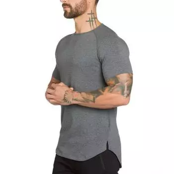 Muscleguys Brand одежда для спортзалов фитнес футболка мужская мода расширенный хип-хоп футболка с коротким рукавом хлопковая футболка для бодибилдинга M чёрный