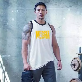 Muscleguys, модная мужская одежда, летняя красивая уличная одежда, мужские майки с круглым вырезом и принтом, футболки без рукавов для бега M