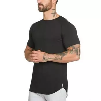 Muscleguys Мужская хлопковая футболка, летняя новая спортивная одежда, фитнес, мужская одежда для бодибилдинга, футболки, мужская мода, повседневные футболки с коротким рукавом, топы M чёрный