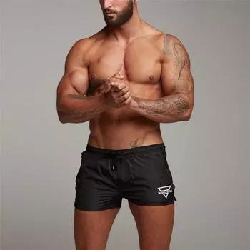 Muscleguys мужские баскетбольные летние шорты для плавания на пляже и тренировок, повседневные дышащие брюки для бега M чёрный