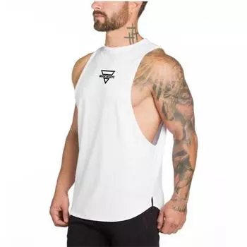 Muscleguys Новое лето Мужской бодибилдинг Танк Топ Фитнес Одежда Muslce жилет с принтом хлопок Без рукавов Футболка без рукавов XXL белый