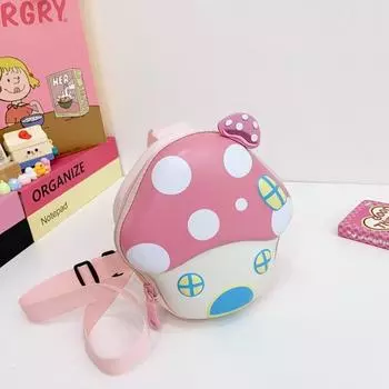 Mushroom Cute Pattern And Portable Function Children Trendy Nylon Chest Wallet