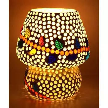 Mushroom Shaped Mosaic Glass Lamp for Home/Office/Festival Decoration (Bulb Not Included.) (17 cm)